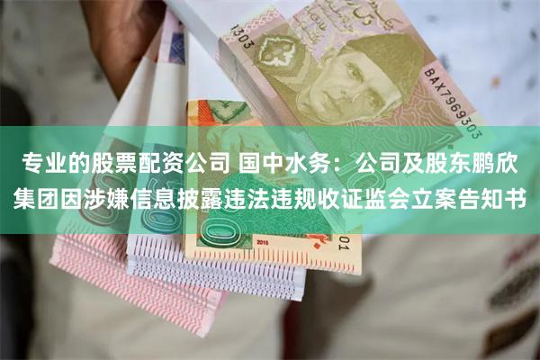 专业的股票配资公司 国中水务：公司及股东鹏欣集团因涉嫌信息披露违法违规收证监会立案告知书