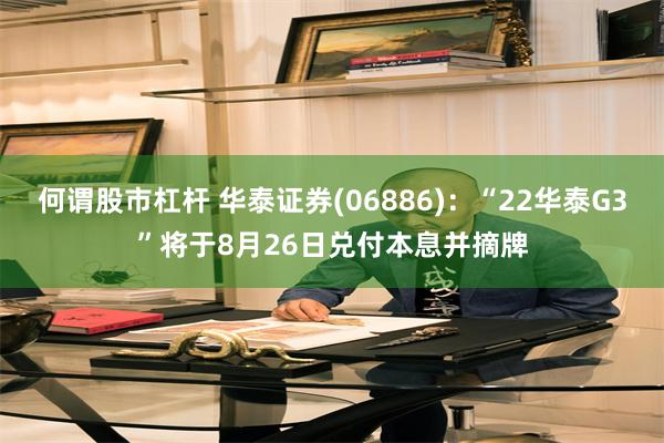 何谓股市杠杆 华泰证券(06886)：“22华泰G3”将于8月26日兑付本息并摘牌