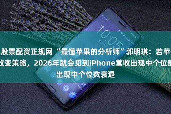 股票配资正规网 “最懂苹果的分析师”郭明琪：若苹果不改变策略，2026年就会见到iPhone营收出现中个位数衰退