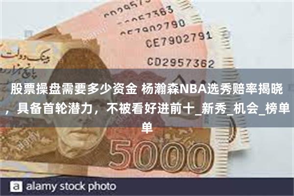 股票操盘需要多少资金 杨瀚森NBA选秀赔率揭晓，具备首轮潜力，不被看好进前十_新