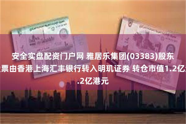 安全实盘配资门户网 雅居乐集团(03383)股东将股票由香港上海汇丰银行转入明玑